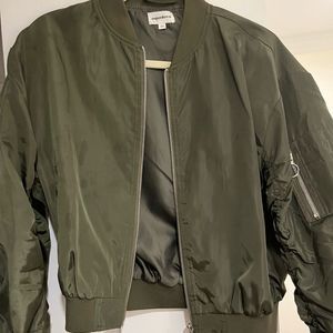Super down green bomber jacket